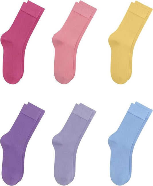 Kids Thin Rayon Bamboo School Crew Socks Uniform Dress Boys/Girls Soft Youth Socks 6 Pairs