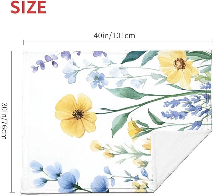 Baby Blanket Botanical Flower Watercolor Floral for Boy Girl Newborn 30x40 Inch Toddler Infant Nursery Throw Blankets Double Layer Comfy Soft Plush Stroller Crib Quilt