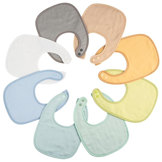 Tiny Twinkle 8 Pack Baby Food Bibs for Eating - Waterproof & Absorbent 6-12 Months Infant Bibs, OEKO-TEX Certified Drooling Bibs for Baby Led Weaning(Boy Macaron 8-Pack)