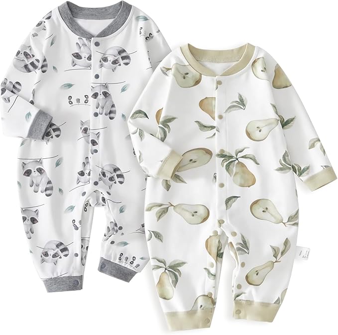 100% Organic Cotton Soft 3-24 Months 2-Piece Unisex Footless Newborn Baby Sleepers Pajamas Romper Boys Girls