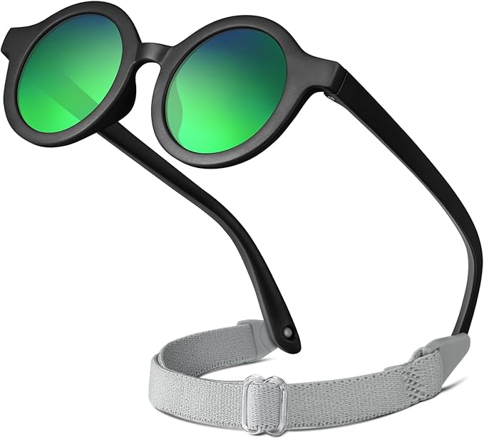 RIVBOS Baby Wrap Polarized UV400 Sunglasses - Soft Frame with Secure Strap for Infant and Newborn (0-24 Months) RBK069