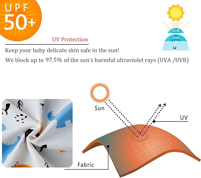 UMELOK Baby Boys UPF 50+ Sun Protection One Piece Rashguard Swimsuit with Snap Bottom