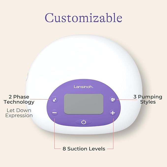 Lansinoh Signature Pro Double Electric Breast Pump, Portable with LCD Display, 3 Power Options, Includes 25mm Flanges, 2 Baby Bottles with 1 Slow Flow Bottle Nipple, and Carry Bag