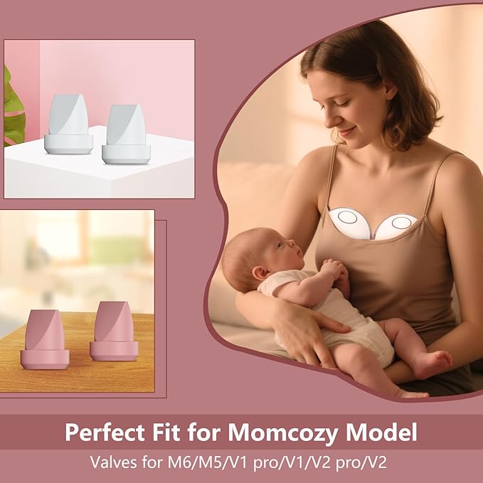 6pcs Duckbill Valves Compatible with Momcozy M5/M5/M6/V1/V1 Pro/V2/V2 Pro, Replace for Momcozy Breast Pump Replacement Accessories, Fit for Mom Cozy Pump Part, Not Original Parts, Red