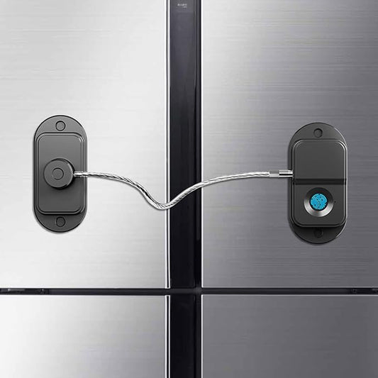 Fingerprint Fridge Lock, Refrigerator Lock with Fingerprint, for Fridge, Cabinet Locks, Drawers, Dishwasher, Toilet and Cabinet Locks Baby Proofing, 3M Adhesive No Drilling (Black)