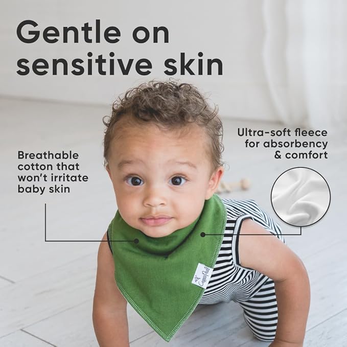 Copper Pearl 4 Pack Soft Cotton Baby Bibs for Drooling and Teething, Absorbent Drool Bibs for Baby Girl and Boy, Adjustable to Fit Newborns to Toddlers, Tons of Styles (Ridge)