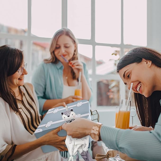 Baby Gift Set, Baby Shower Gifts Basket Newborn Blanket Baby Lovey Security Blanket, Funny Baby Bibs Socks & Greeting Card - Baby Gift Basket Newborn Shower Basket for Boys