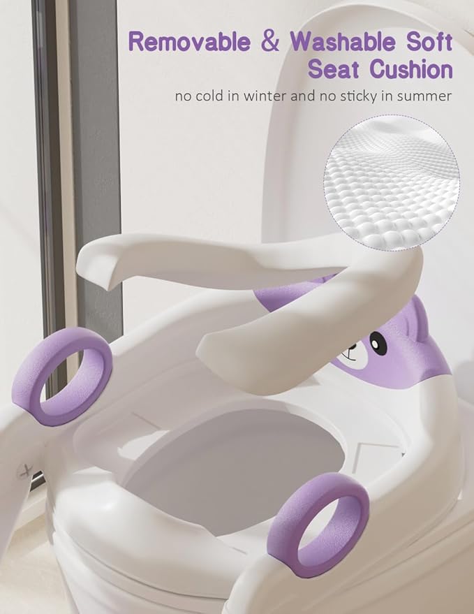 Potty Training Seat, Toddler Toilet Seat With Steps, 2 In 1 Toddler Potty Training Toilet With Splash Guard, Anti-Slip Step Stool Soft Mat, Adjust High Potty Seats For Toddlers Kids Boys Girls