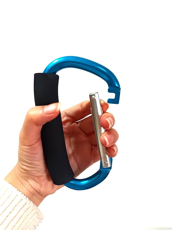 Stroller Hooks by Baby,2 pcs Carabiner Stroller Hook Organizer for Hanging Purses, Diaper Bag, Shopping Bags. Clip Fits Single/Twin Travel Systems, Car Seats and Joggers(Sky Blue)