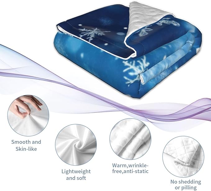 Baby Blanket Snowflake Blue Winter Christmas Pattern for Boy Girl Newborn 30x40 Inch Toddler Infant Nursery Throw Blankets Double Layer Comfy Soft Plush Stroller Crib Quilt