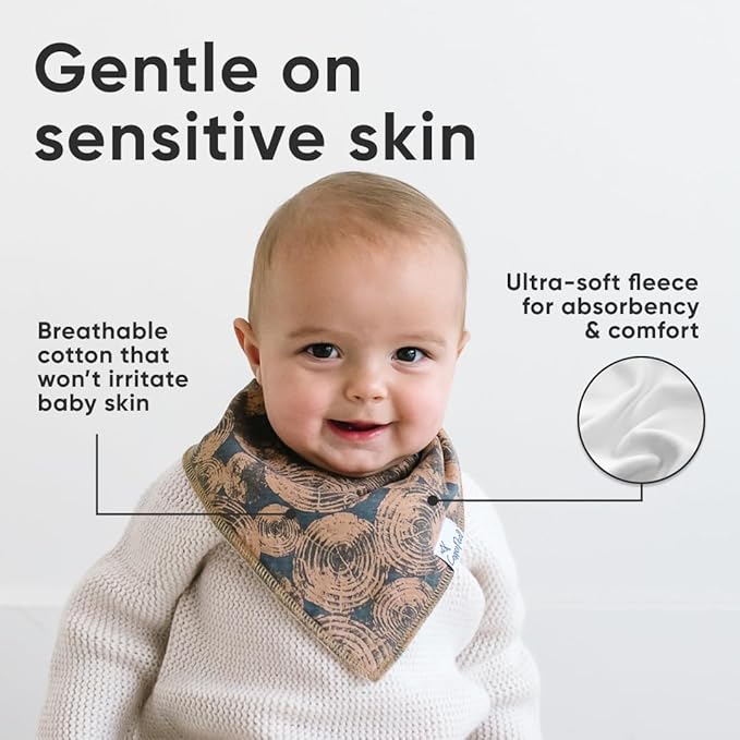 Copper Pearl 4 Pack Soft Cotton Baby Bibs for Drooling and Teething, Absorbent Drool Bibs for Baby Girl and Boy, Adjustable to Fit Newborns to Toddlers, Tons of Styles (Lumberjack)