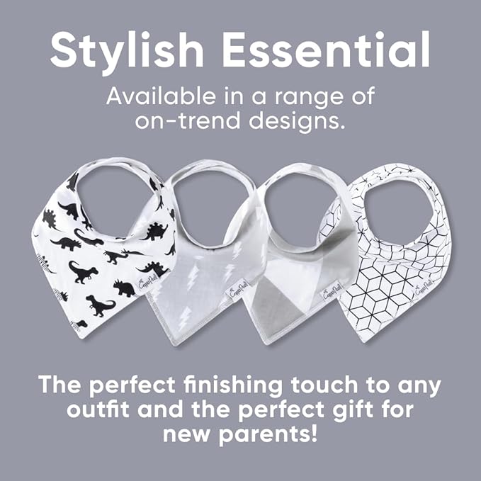 Copper Pearl 4 Pack Soft Cotton Baby Bibs for Drooling and Teething, Absorbent Drool Bibs for Baby Boy, Adjustable to Fit Newborns to Toddlers, Tons of Styles (Wild Set)