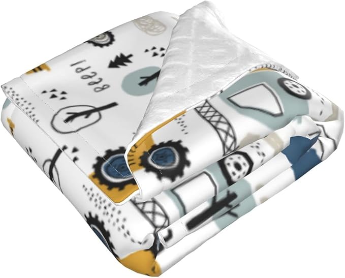 Baby Blanket Truck for Boy Girl Childish Excavator Newborn 30x40 Inch Toddler Infant Nursery Throw Blankets Double Layer Comfy Soft Plush Stroller Crib Quilt