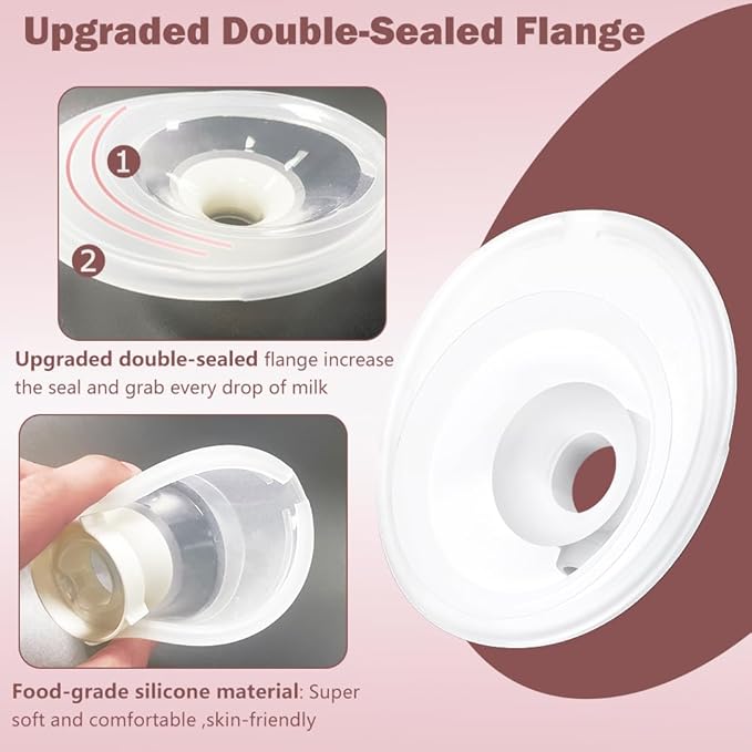 2pcs Double-Sealed Flange 24mm Compatible with Momcozy M5 Breast Pump, 24mm Flange M5 Breast Pump Replacement Accessories,Not for Others