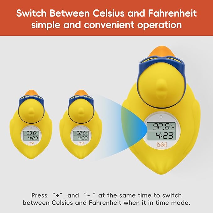 b&h Baby Bath Thermometer and Room Thermometer - Upgraded Sensor, The Infant Tub Water Temperature Thermometer Floating Toy Safety Products (Diving-Goggles Duck)
