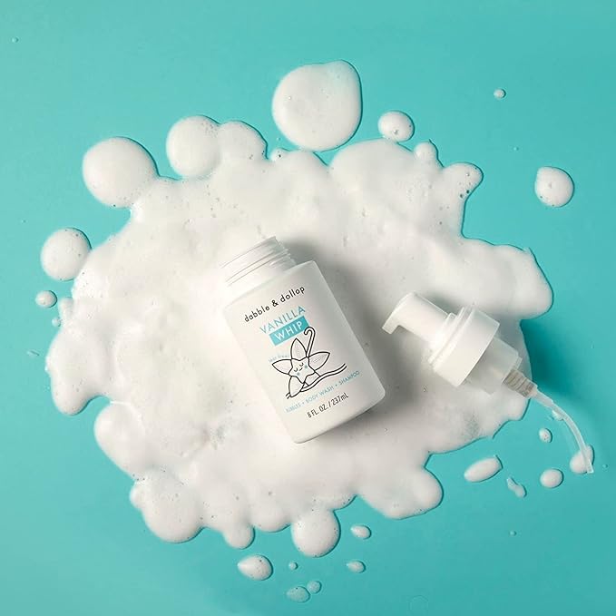 Dabble & Dollop Blueberry + Vanilla Body Wash & Shampoo – 3-in-1 Natural Bubble Bath for Kids, Made in USA, No Parabens or Sulfates, Vegan, Gluten-Free, Tear-Free (2-Pack)