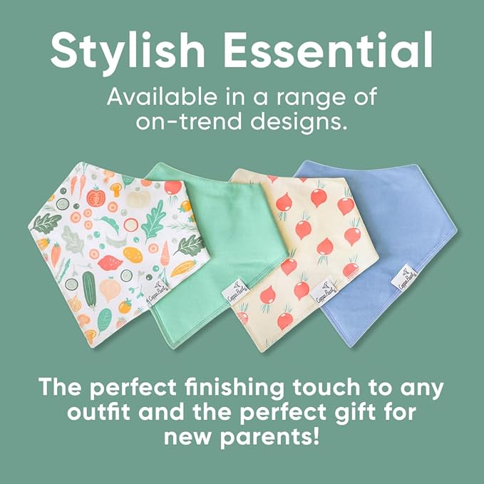 Copper Pearl Baby Bandana Drool Bibs for Drooling and Teething 4 Pack Gift Set Veggies