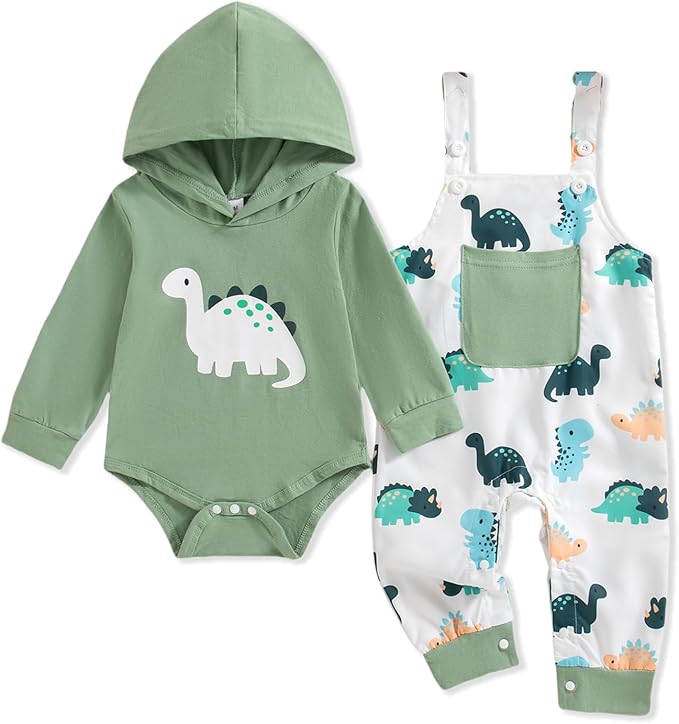 NZRVAWS Baby Boy Clothes Newborn Outfits Infant Romper Fall Winter Hoodie Pocket Pants Overalls Set NB-18M