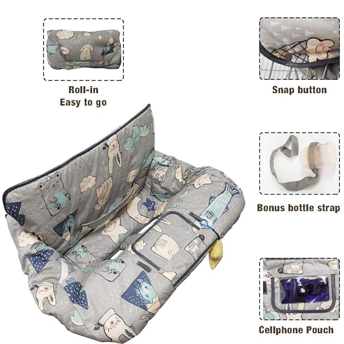 Shopping Cart Cover for Baby Cotton High Chair Cover, Machine Washable for Infant, Toddler, Boy or Girl (Cute)