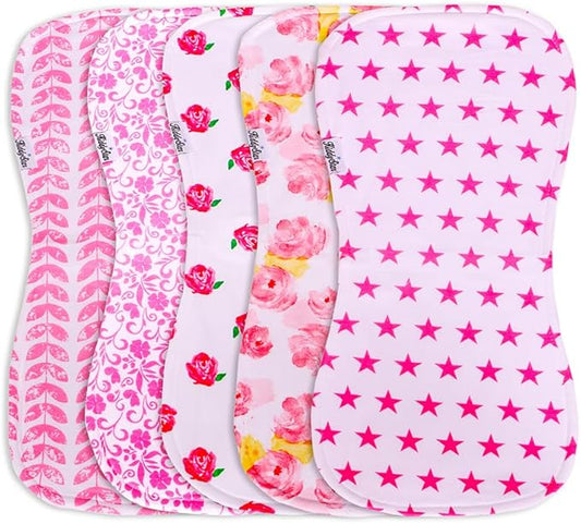 Premium 5-Pack Large Organic Cotton Burp Cloths – 3 Layers, Ultra Soft & Absorbent Burping Towel, Shoulder Towel & Hand Towel