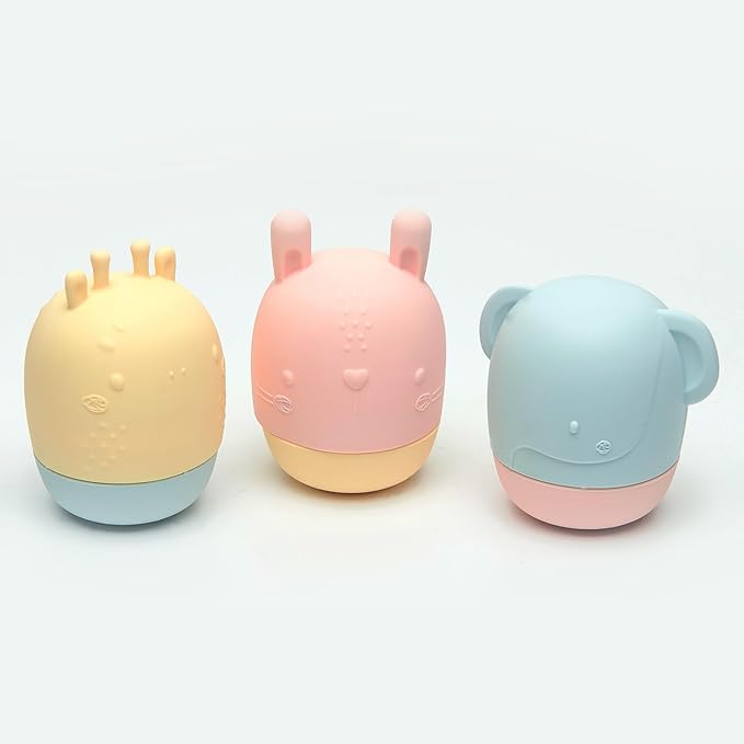 Silicone Bath Toy Set – Mold-Free, Non-Toxic Baby Water Toys for Safe Play – Durable, Vibrant Infant & Toddler Bath Toys – Sensory Development – Easy to Clean – Ages 12M+ - Multi-Colored