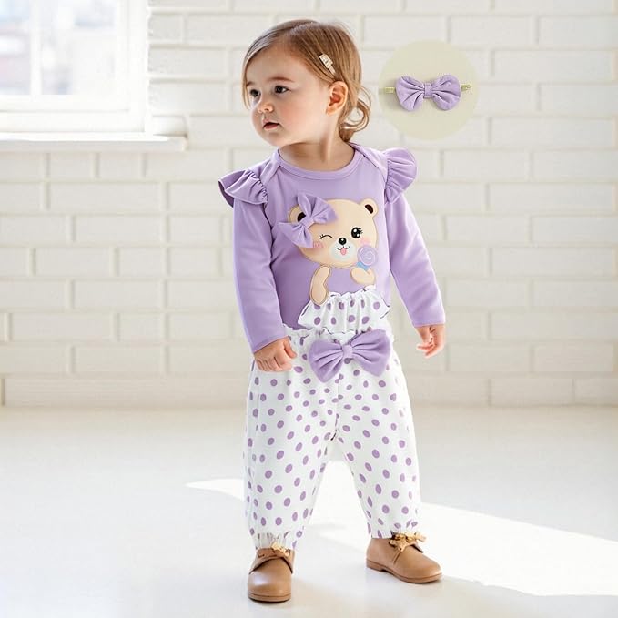 Fernvia Western Newborn Baby Girl Clothes Long Sleeve Letter Print Romper Animal Print Pants Headband 3Pcs Outfits Sets