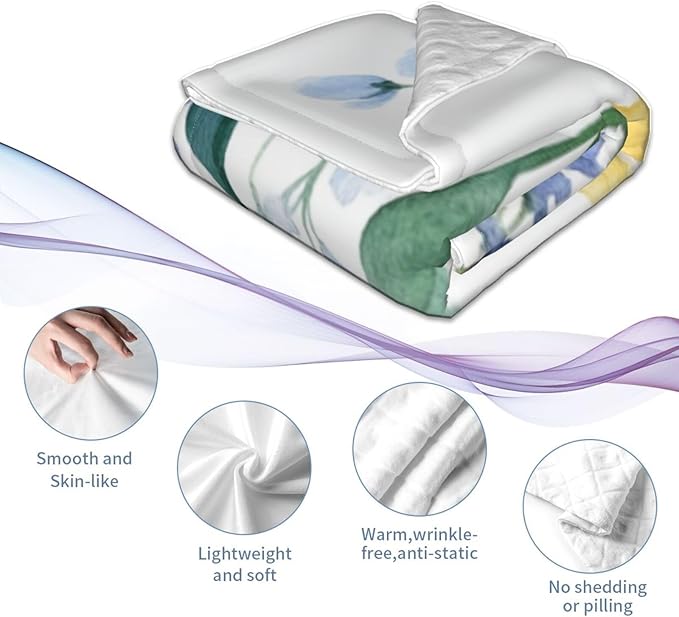 Baby Blanket Botanical Flower Watercolor Floral for Boy Girl Newborn 30x40 Inch Toddler Infant Nursery Throw Blankets Double Layer Comfy Soft Plush Stroller Crib Quilt