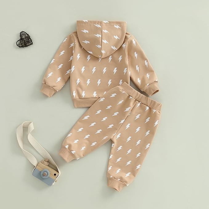 2Pcs Baby Boys Hoodie Tops Pants Set Dinosaur Deer Print Sweatsuit Fall Winter Outfits