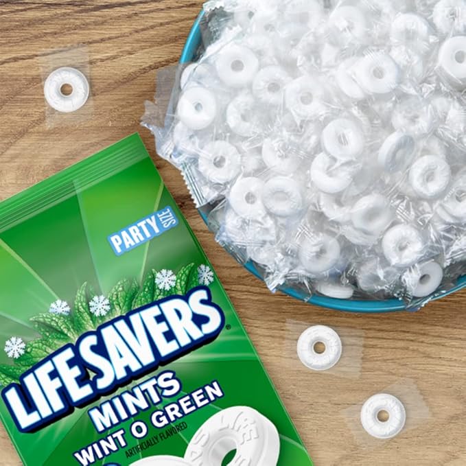 LIFE SAVERS Mints Wint-O-Green Hard Candy Bulk Mints, Hard Candies, Individually Wrapped Single Rolls, .84 Ounce, 20 Count Box