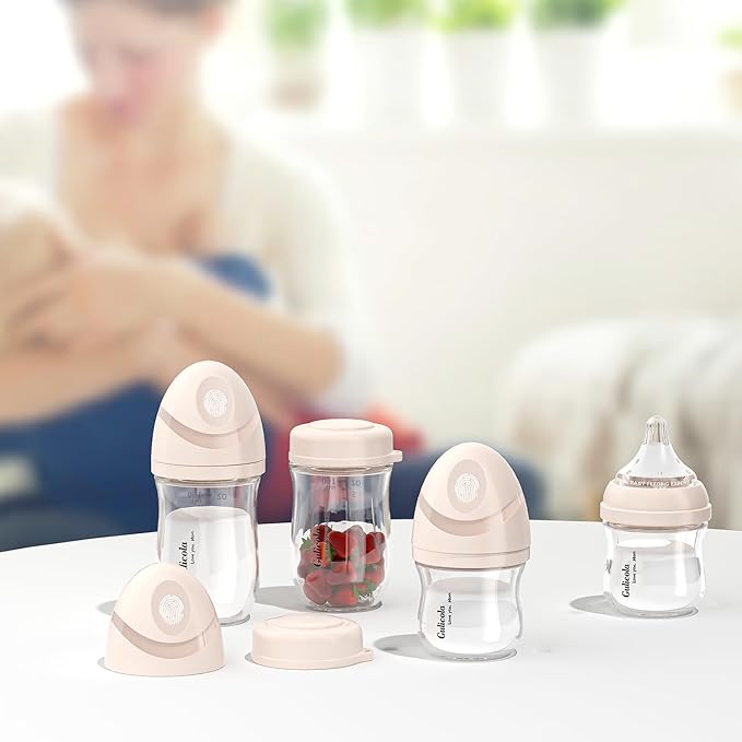 Natural Small Glass Baby Bottle 3 oz, Very Slow Flow Nipple, 1 pk - Pink