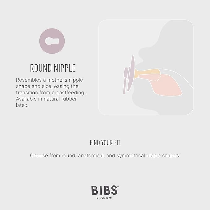 BIBS Pacifiers - Colour 4 Pack | Round Nipple Baby Pacifier | BPA Free Natural Rubber Latex Soother | Made in Denmark | Size 0-6 Months | Blue Colors