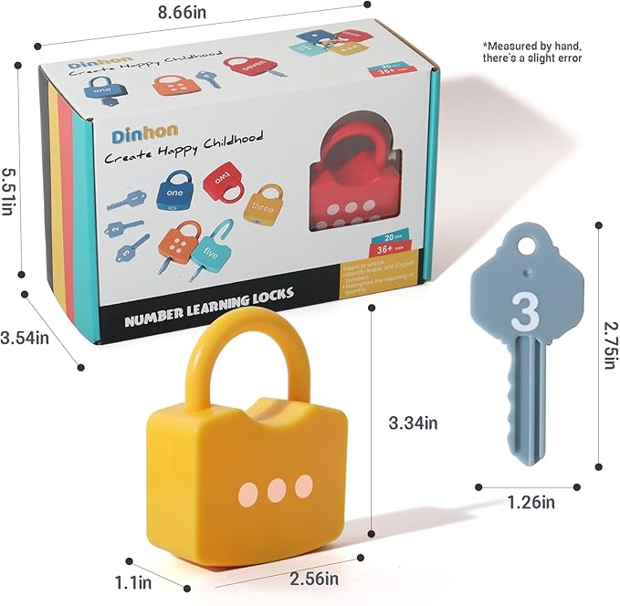 Kids Learning Locks with Keys Numbers Matching & Counting Montessori Educational Toys for Ages 3 yrs+ Boys and Girls Preschool Games Gifts