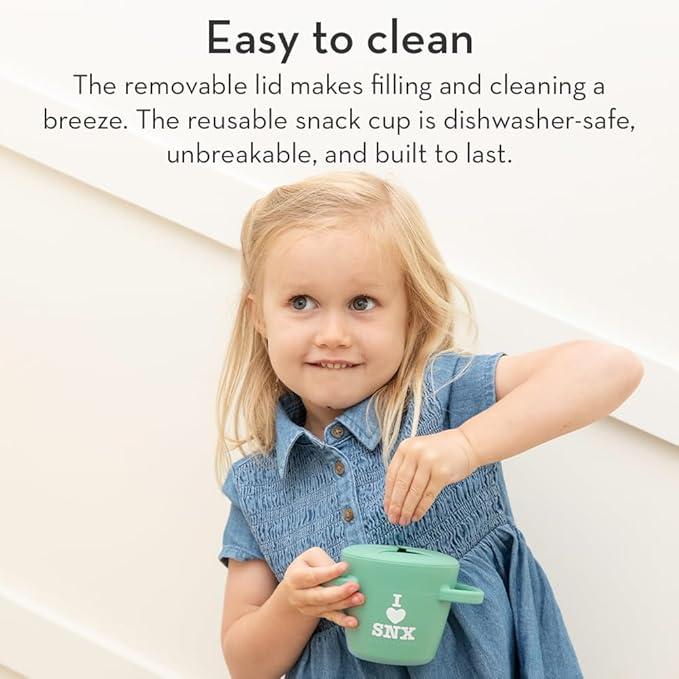 Bella Tunno Happy Snacker – Spill Proof Snack Cups for Toddlers and Babies, Snack Containers Made from Silicone BPA Free, Soft Opening & Removable Lid (Sir Snacks A lot)