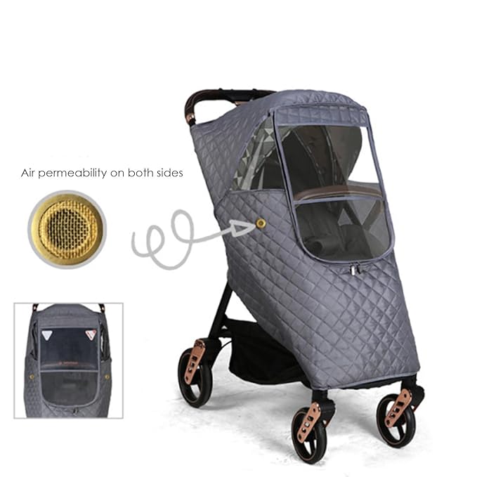 Universal Stroller Rain Cover Winter Pram Buggy Rain Shield Waterproof Windproof Quilted Travel Weather Cover for Baby Stroller Pushchair