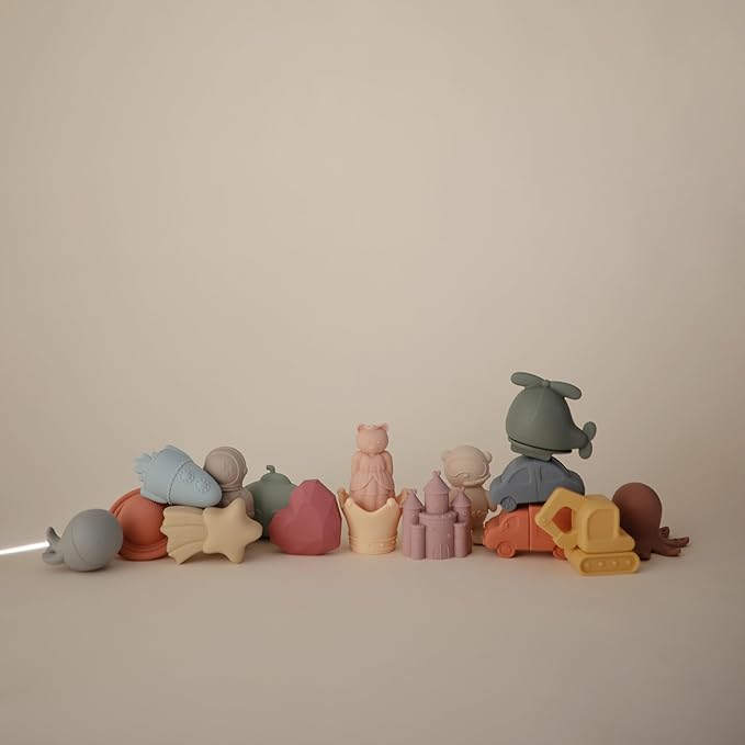 mushie Princess Bath Toys Play Set for Toddlers | 100% Food Grade Silicone | Mold Free, Pack of 4