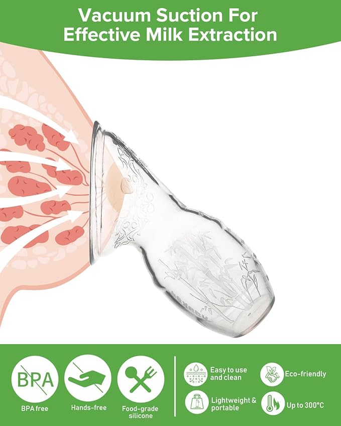 Haakaa Silicone Breastfeeding Manual Breast Pump Milk Pump 100% Food Grade Silicone BPA PVC and Phthalate Free | 4 oz Capacity