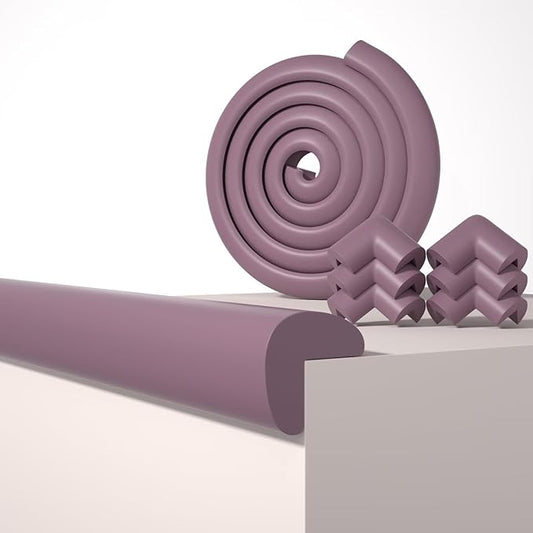 Baby Proof Edge Corner Protector, 6.56FT 0.47''Th L-Shape Furniture Corner & Edge Safety Bumpers with 6 Corners, Pre-Taped, Soft NBR Rubber Foam Desk Edge Cushion Wall Corner Protector(Brown)