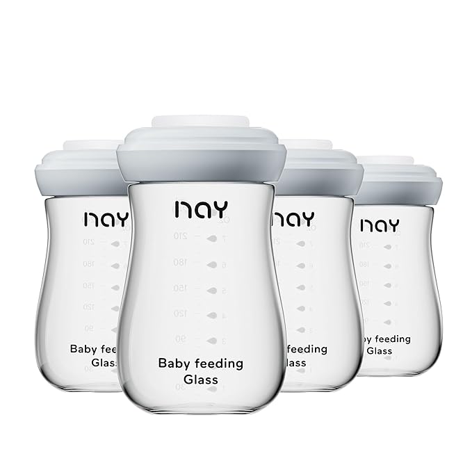 Glass Breastmilk Storage Bottles, 8oz Wide Neck Breast Milk Containers, BPA-Free, Lead-Free, Fits Breast Pumps and Nipples, 4 Pack