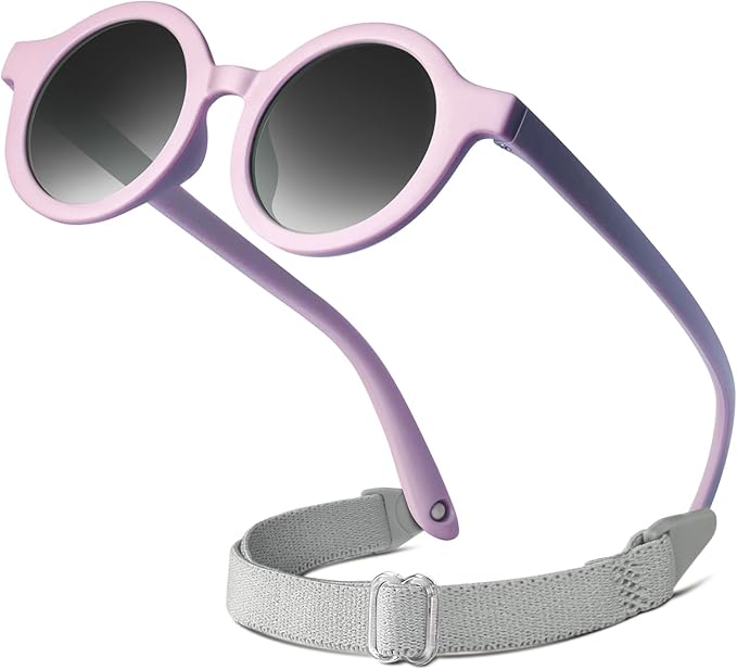 RIVBOS Baby Wrap Polarized UV400 Sunglasses - Soft Frame with Secure Strap for Infant and Newborn (0-24 Months) RBK069