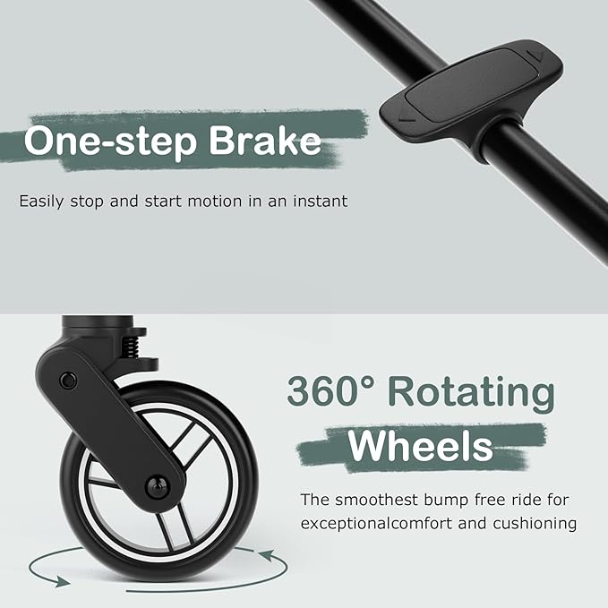 INFANS Lightweight Baby Stroller, Ultra-Compact Fold Airplane Ready Travel Stroller, One-Hand Gravity Fold Near Flat Recline Seat, Foldable Toddler for Infant 0-36 Month