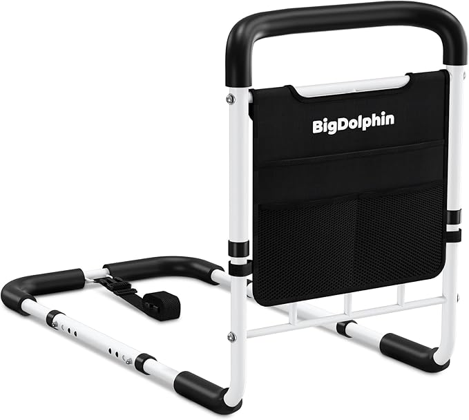 Bed Rails for Elderly Adults Safety - ASTM Compliant Adjustable Bed Cane 2026 Upgrade with Non-Slip Ergonomic Handle & Storage Pocket, Bed Railings for Seniors Support 400 LBS, Tool-Free