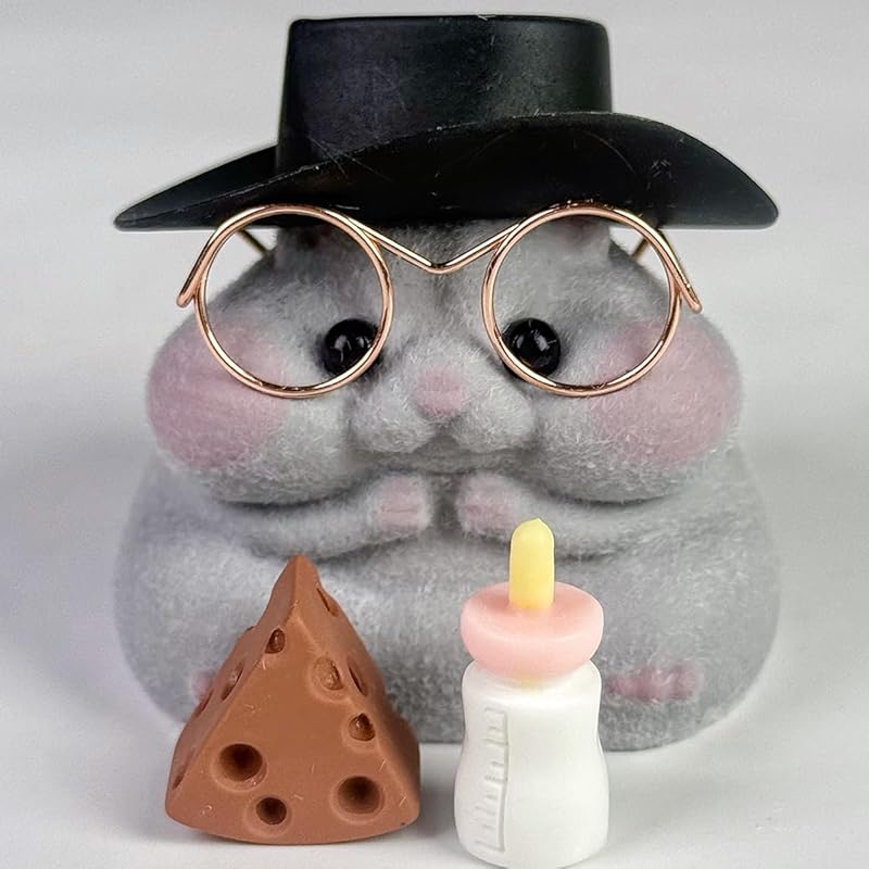 Handmade Taba Squishy Hamster Toy, Cute Squishy Hamster Fidget Toy, Realistic Hamster Toy, Soft Silicone Mochi Furry Toy, Stress Relief Gift for Adults & Kids, Sensory Anxiety Plushie (Gray)