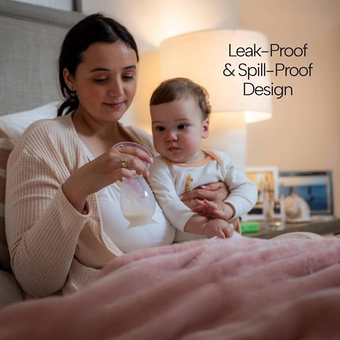 Zomee Manual Breast Pump Silicone Milk Collector – Hands-Free Milk Collection Bottle for Breastfeeding Moms – BPA-Free, Leak-Proof, Spill-Proof Design - Portable & Easy to Clean – 4oz Capacity