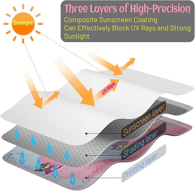 Car Sun Shade for Window Baby, 2 Pack Full Shade Window Shades with Storage Net Pocket, 7 Suction Cups, Cute Elephant for Sun/Heat/UV Rays Protection, Kids