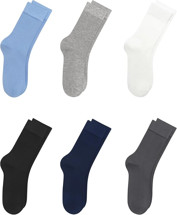 Kids Thin Rayon Bamboo School Crew Socks Uniform Dress Boys/Girls Soft Youth Socks 6 Pairs