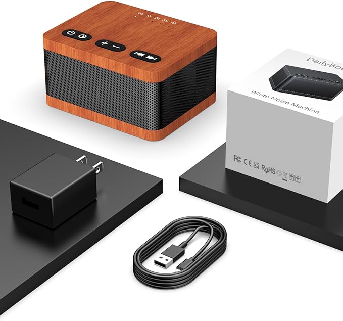 Sound Machine White Noise Machine with 30 Soothing Sounds 36 Levels Volume 5 Timers and Memory Function Effectively Blocks Noise Ideal Sleep Machine for Baby Kids Adults… (Wood Grain)