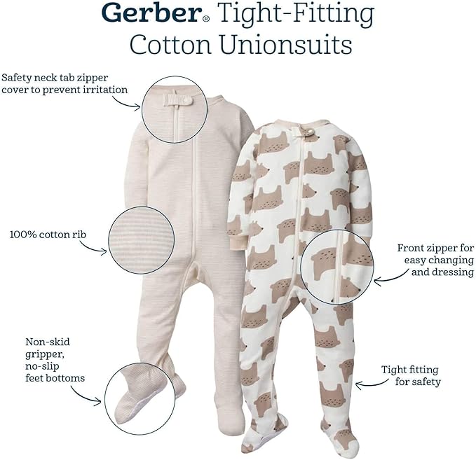Gerber baby-boys Baby-boys 4-pack Footed Pajamas