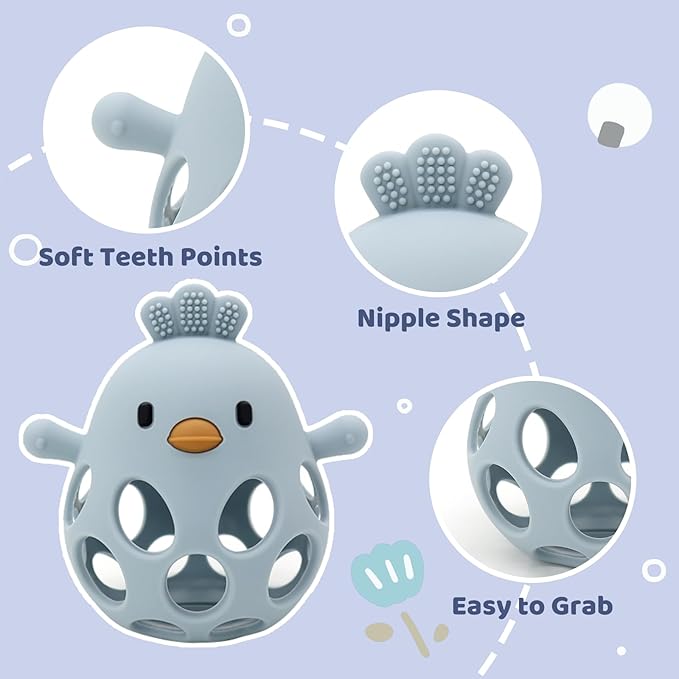 Baby High Chair Suction Toys Teething Chew - Baby Table Toys, Teething Toys Silicone Teethers, Food Grade Silicon for 6 12 18 Months (Blue)