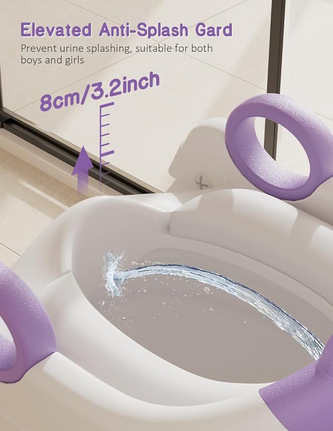 Potty Training Seat, Toddler Toilet Seat With Steps, 2 In 1 Toddler Potty Training Toilet With Splash Guard, Anti-Slip Step Stool Soft Mat, Adjust High Potty Seats For Toddlers Kids Boys Girls