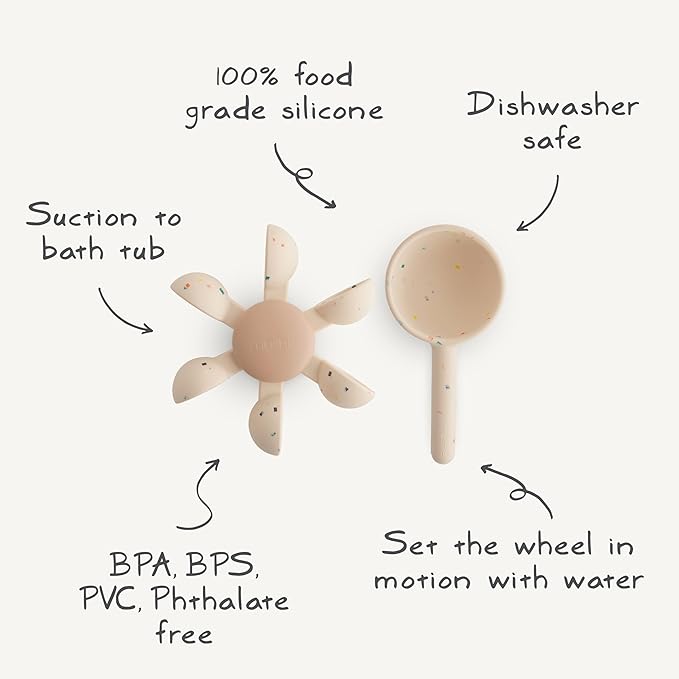 mushie Water Wheel Bath Toy | Toddler Sensory Toys for Bath & Play